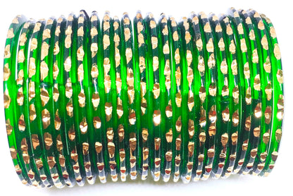Swara Creations Glass Bangle with Pure Gold Handwork | Stylish Fancy Design for Women & Girls (24 PCS)(020)