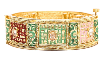 Swara Creations Brass Kada Bracelet with Mint Polish Work for Women and Girls (1 Pc)
