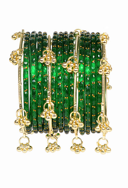 Swara Creations Kashmiri Ghungroo glass Bangles set SKU(415)