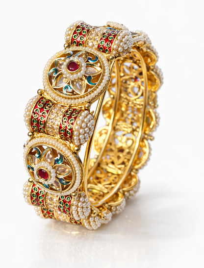 Swara Creations Gold Plated  Handcrafted Bangles SKU(413)