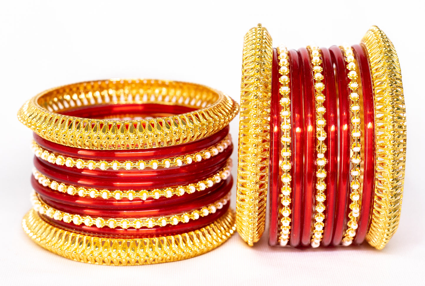 Swara Creations Traditional Gold-Plated Brass Kada with glass Bangles Sku 366