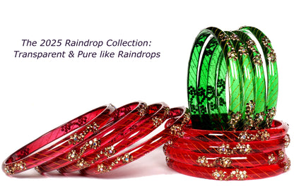 Swara Creations Red Green Mehrun Color Bangles for Women/Studded with Golden stonework/Crystal bangles (12Pcs)