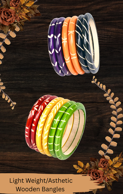 Traditional Handmade Wooden Bangle set