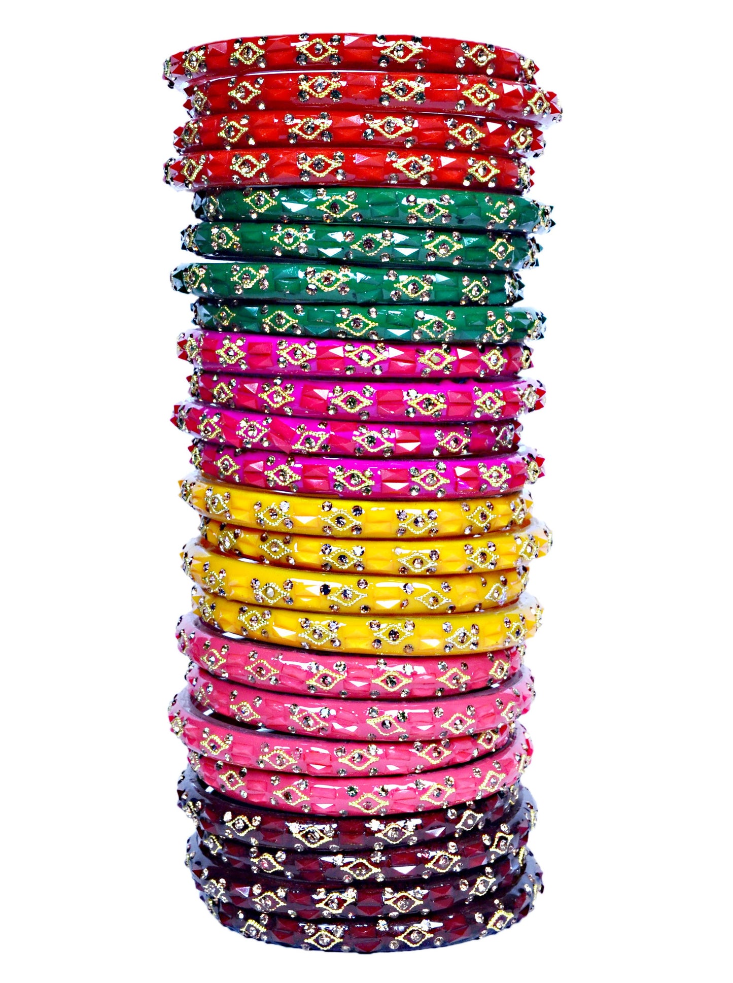 Swara Creations Glass Bangles/Kadas for Women | Studded with Zircon & Golden dots (SKU296)
