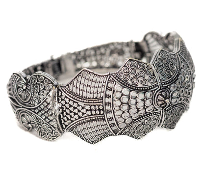 Swara Creations Silver-Plated Oxidized & Earring Set SKU (410)