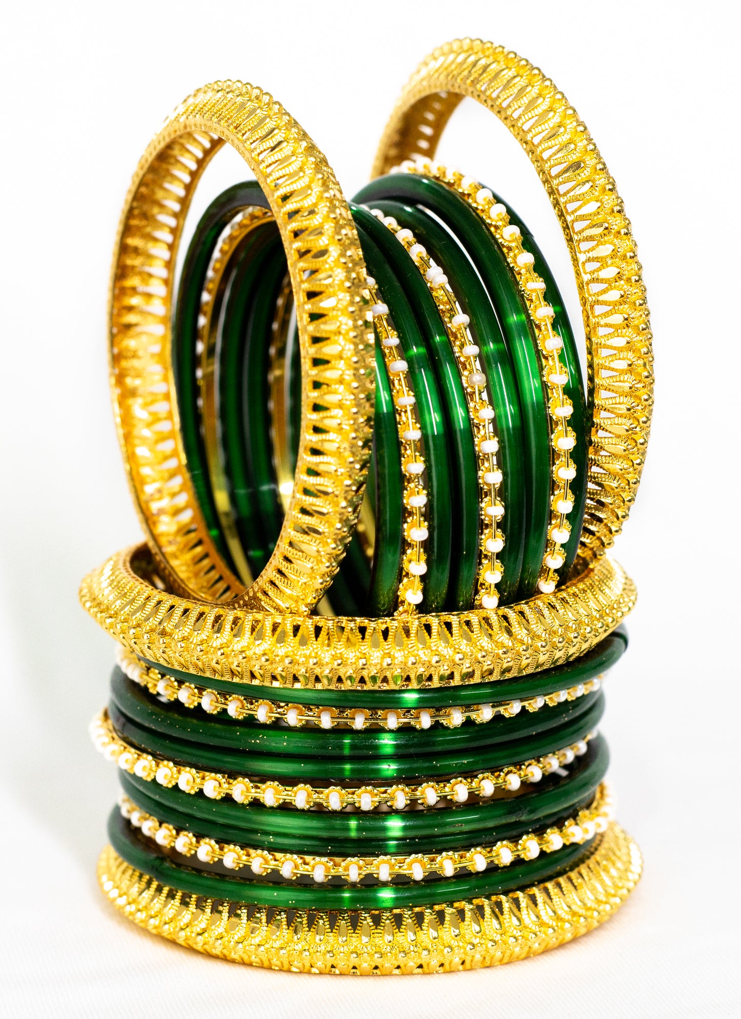 Swara Creations Traditional Gold-Plated Brass Kada with glass Bangles Sku 366