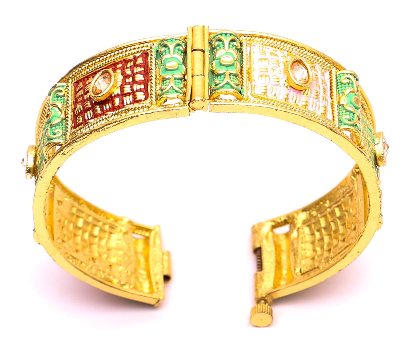 Swara Creations Brass Kada Bracelet with Mint Polish Work for Women and Girls (1 Pc)