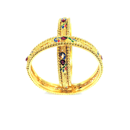 Swara Creations Brass Golden Kada/Bangle Set with Peacock image for Women and Girls(2 Pieces)(SKU112)