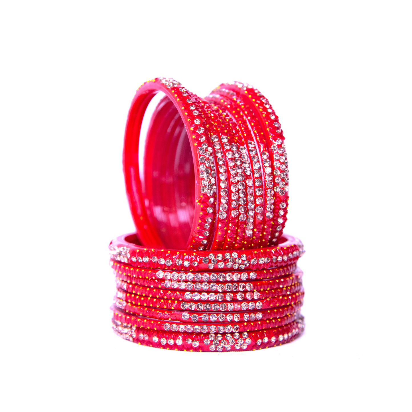 Stonework Multicolor Glass Bangles Set