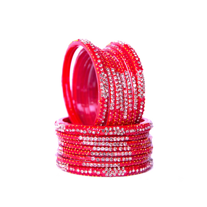 Stonework Multicolor Glass Bangles Set