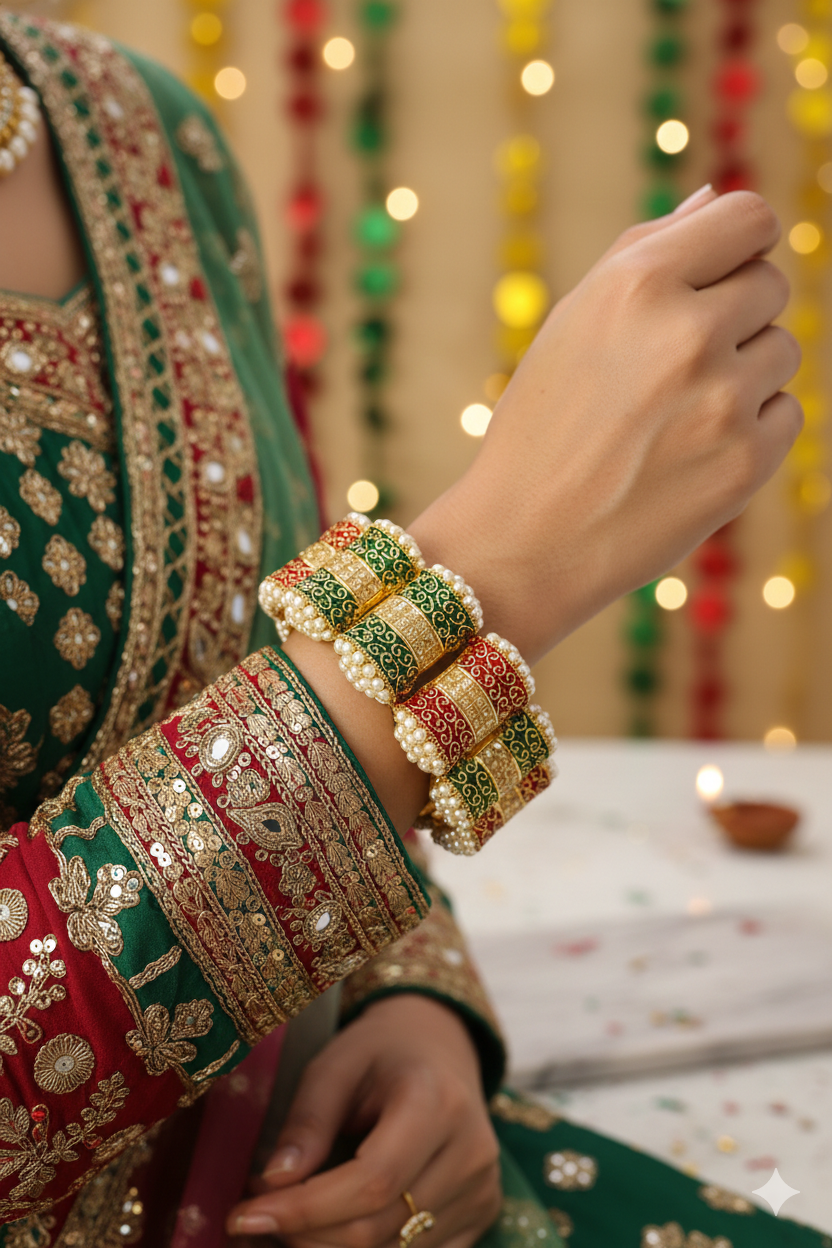 Swara Creations Gold Plated  Handcrafted Bangles SKU(413)