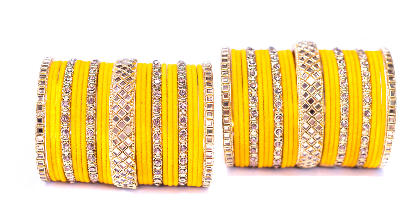 Swara Creations Traditional Red Metal velvet bangles Set with Kundan & Zircon Kadas for Women and Girls|Perfect for Wedding & Festival (25 Pc)
