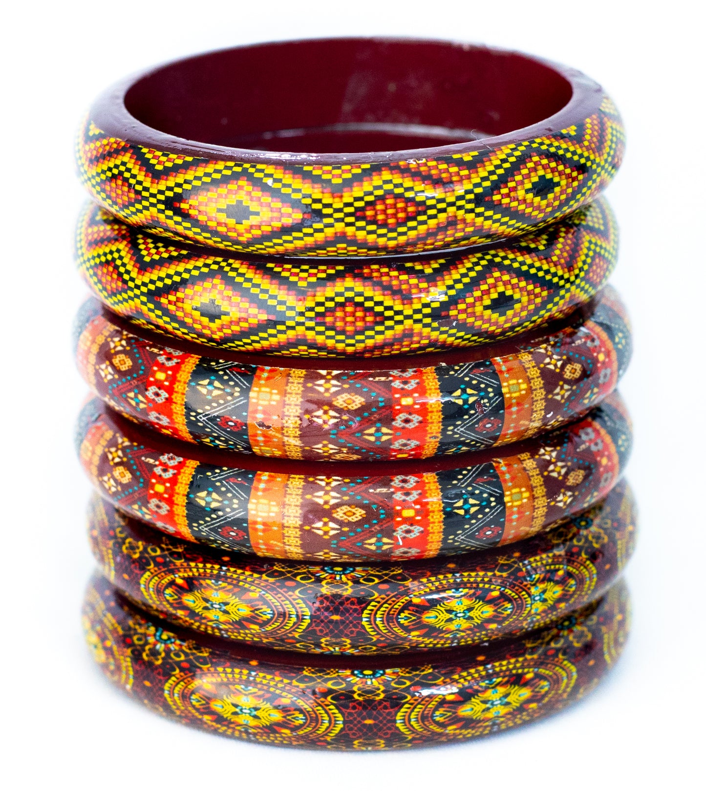 Handmade Multicolor Wooden Bangle set