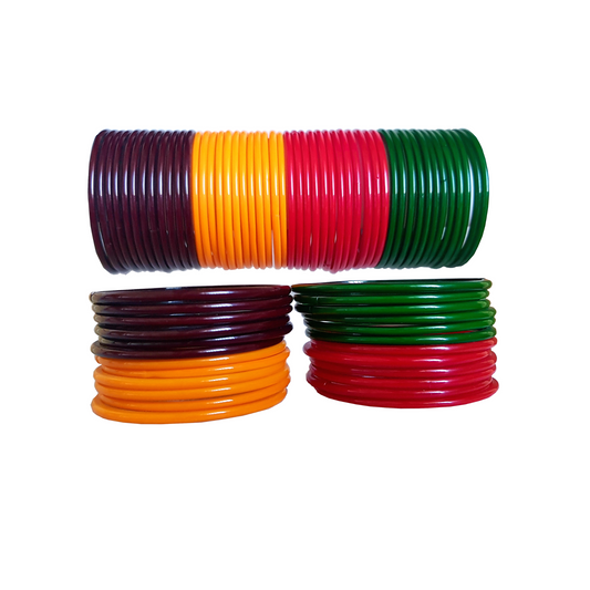 Swara Creations Traditional glass bangles plain all colours/Red Green Brown Yellow combos for Women & girls (SKU113)
