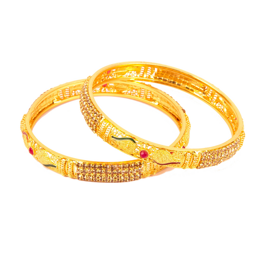 Swara Creations Golden Brass Kadas studded with Zircon for Women & Girls(sku103)