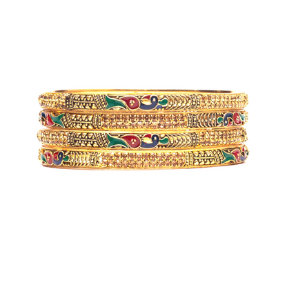 Swara Creations Brass Bangles Bangles with self Design for Women & Girls (Quantity-4)(SKU104)
