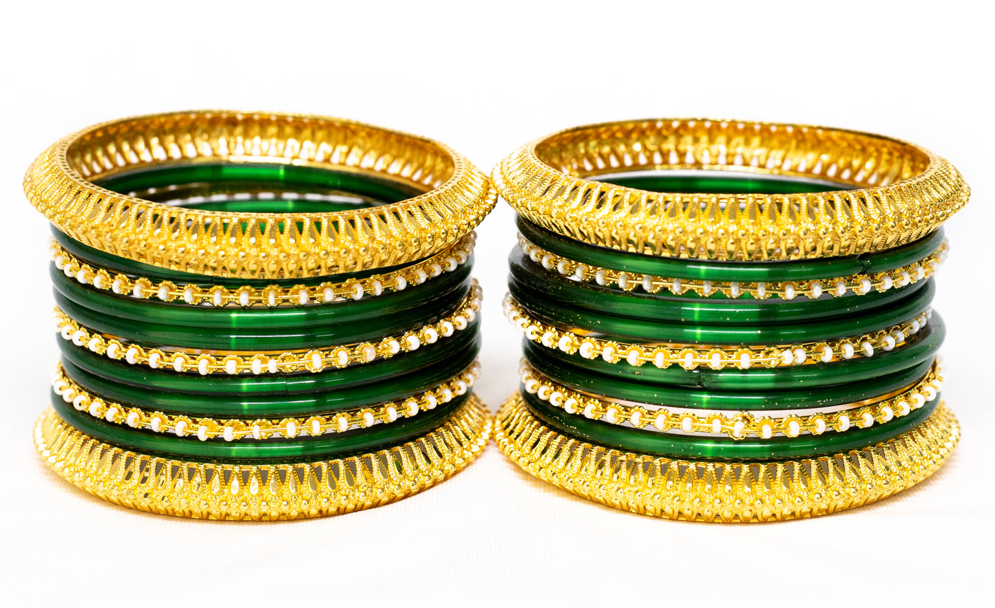 Swara Creations Traditional Gold-Plated Brass Kada with glass Bangles Sku 366