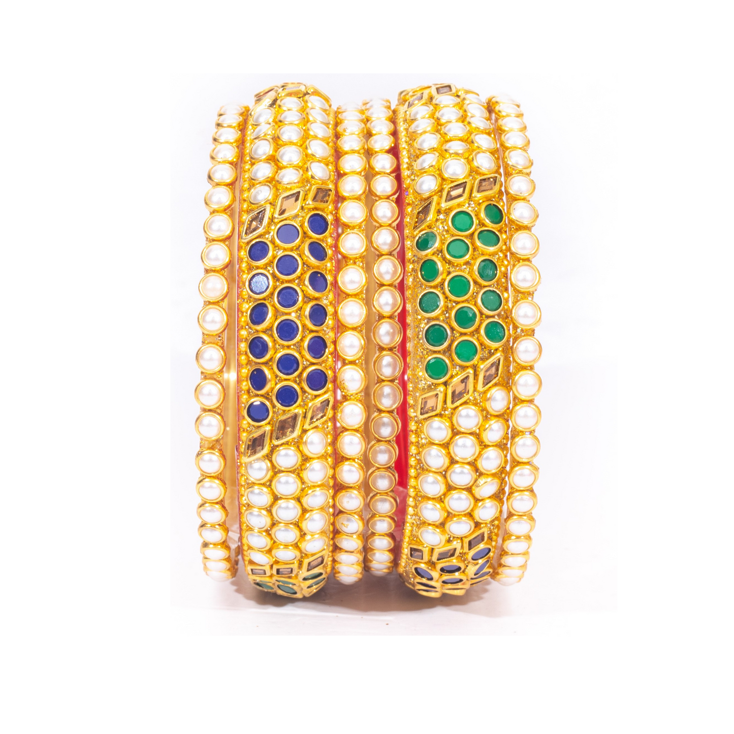 Swara Creations Traditional Multicolor Bangles Set |Moti & Glass Kade with Kundan Work | Designer for Women & Girls(Sku180)