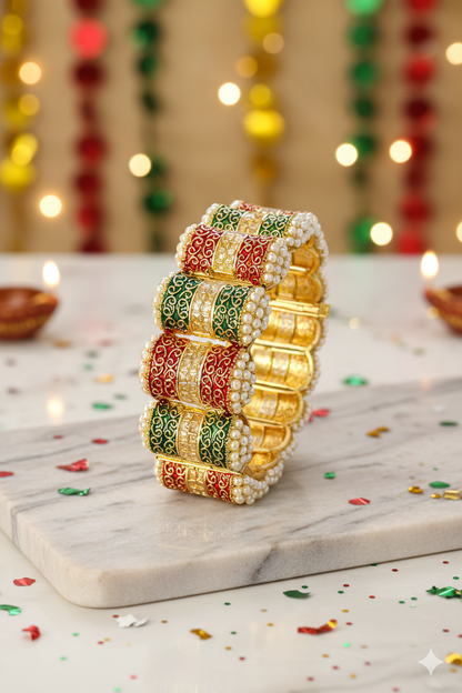 Swara Creations Gold Plated  Handcrafted Bangles SKU(413)