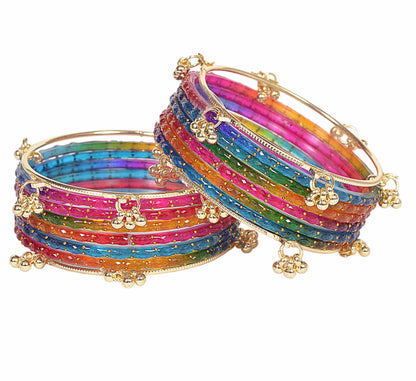 Swara Creations Kashmiri Ghungroo glass Bangles set SKU(415)