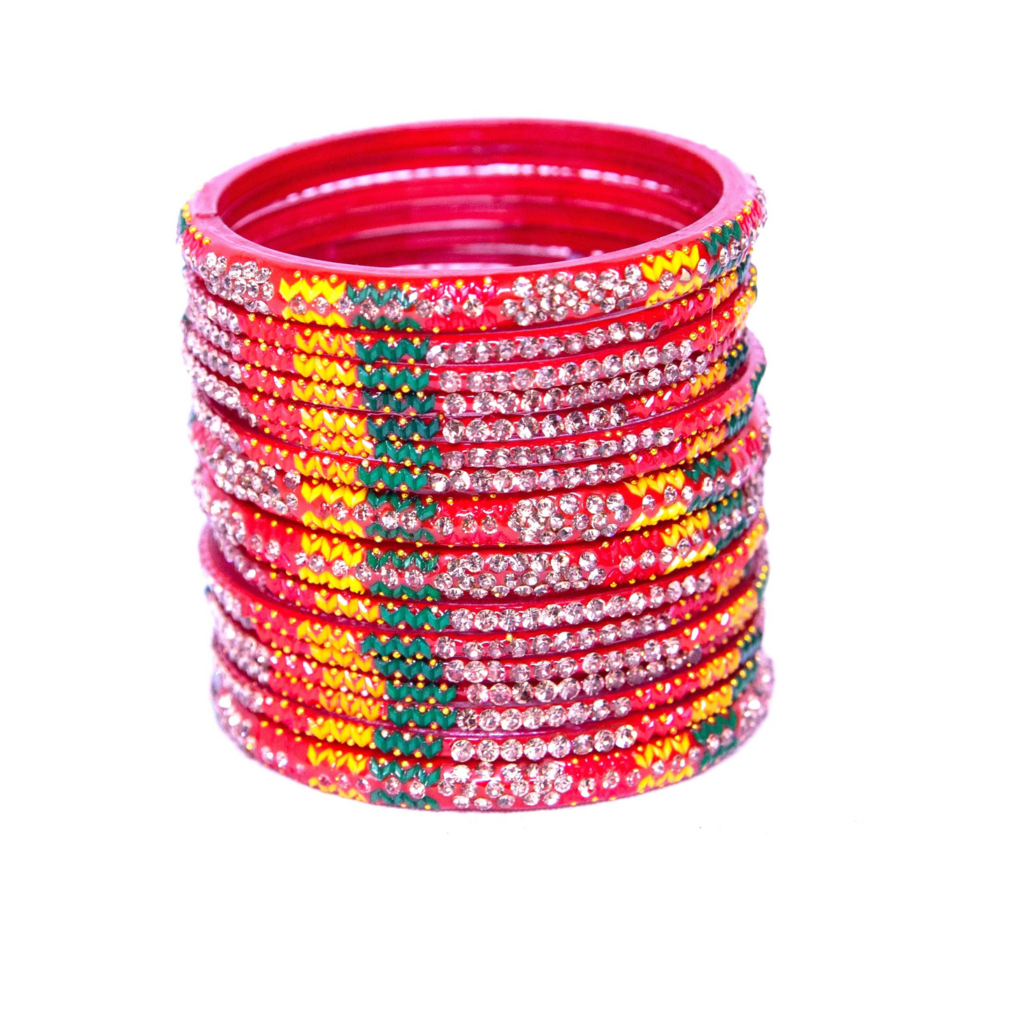 Stonework Multicolor Glass Bangles Set