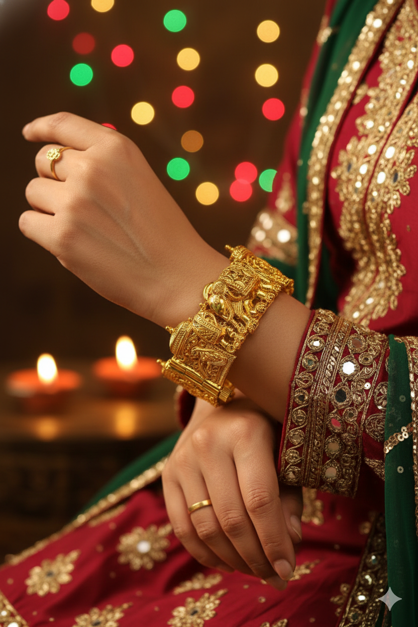 Swara Creations Gold Plated Stylish Kada Bangles SKU(412)