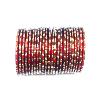 Swara Creations Glass Bangle with Pure Gold Handwork | Stylish Fancy Design for Women & Girls (24 PCS)(020)