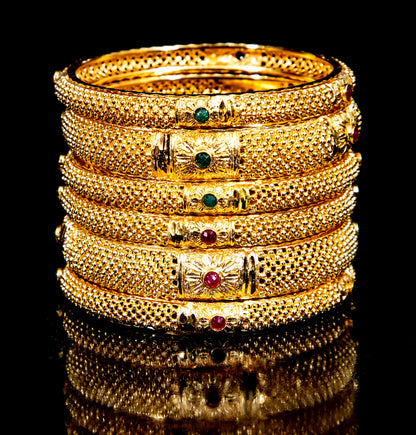 Hand Work Gold  Brass BanglesKada Set