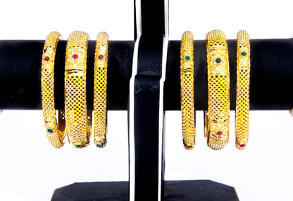 Hand Work Gold  Brass BanglesKada Set
