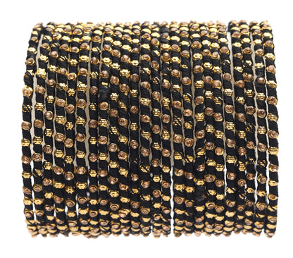 Multicolor Silk Thread Metal Bangle Set