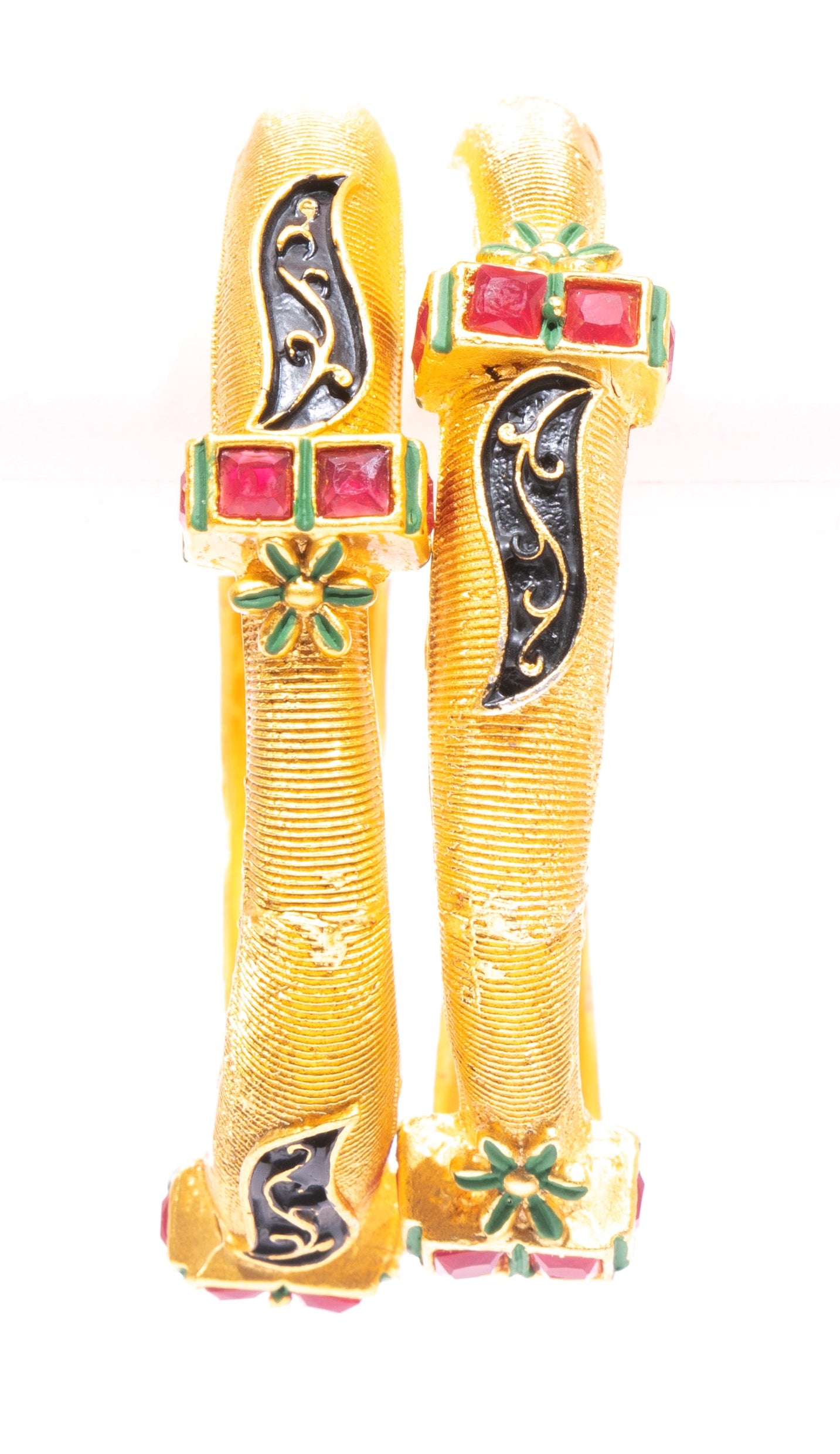 Swara Creations Brass Golden Matte Polish Bangles Kada Set Sku 159 2 Pc