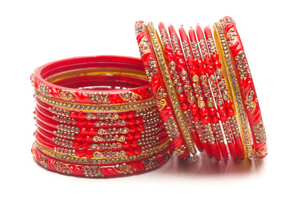 Swara Creations Glass Bangles Set in Red & Maroon Color for Women & Girls (SKU223)
