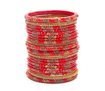 Swara Creations Glass Bangles Set in Red & Maroon Color for Women & Girls (SKU223)