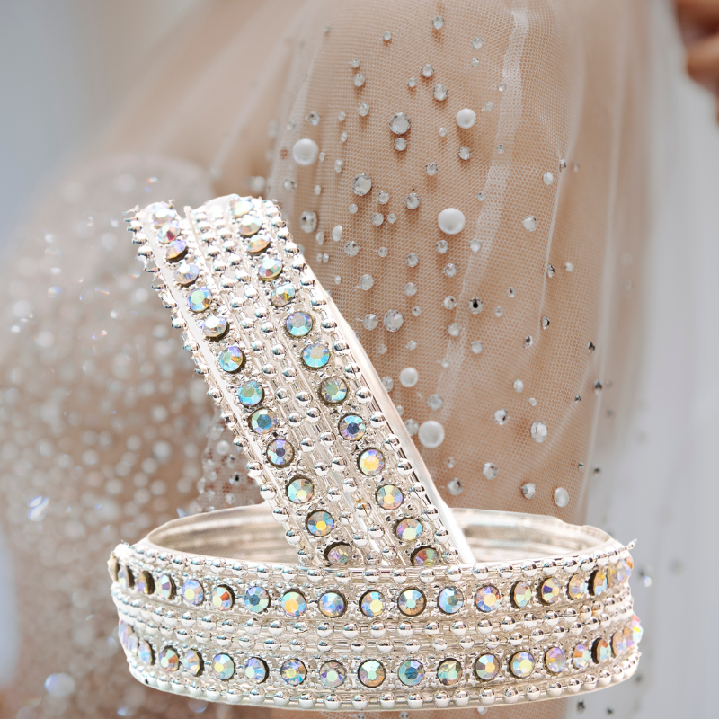 zircon Silver Plated Metal Bangles Set