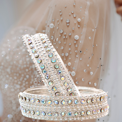 zircon Silver Plated Metal Bangles Set