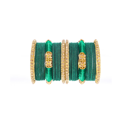 Swara Creations Metal Velvet Bangles Set with Zircon and Silk Thread Work kadas | for Women & Girls (Set of 30 pcs)(SKU176)