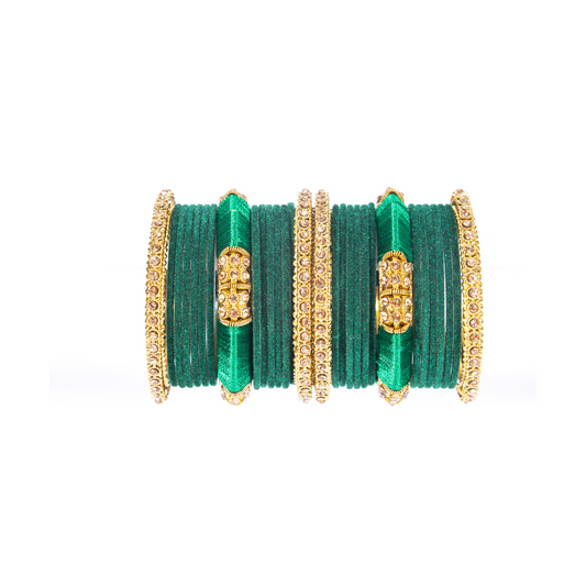 Swara Creations Metal Velvet Bangles Set with Zircon and Silk Thread Work kadas | for Women & Girls (Set of 30 pcs)(SKU176)