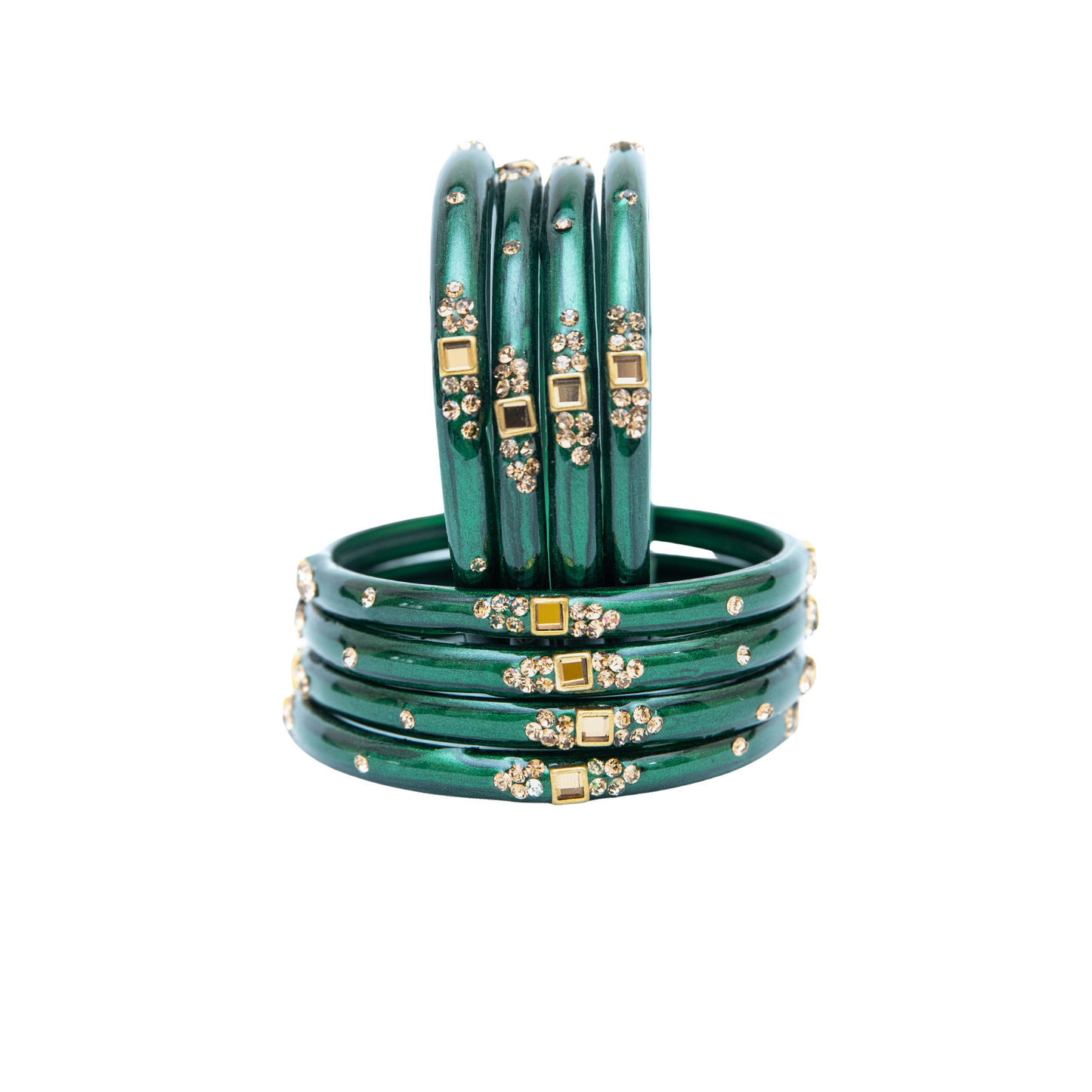 Swara Creations Glass Bangles with Zirconia & Gemstonwork and Glossy Finished Kada Set For Women and Girls(SKU163)