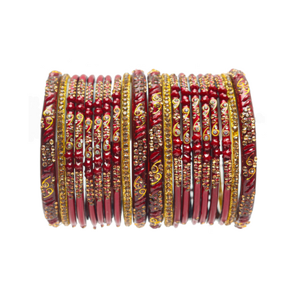 Swara Creations Glass Bangles Set in Red & Maroon Color for Women & Girls (SKU223)