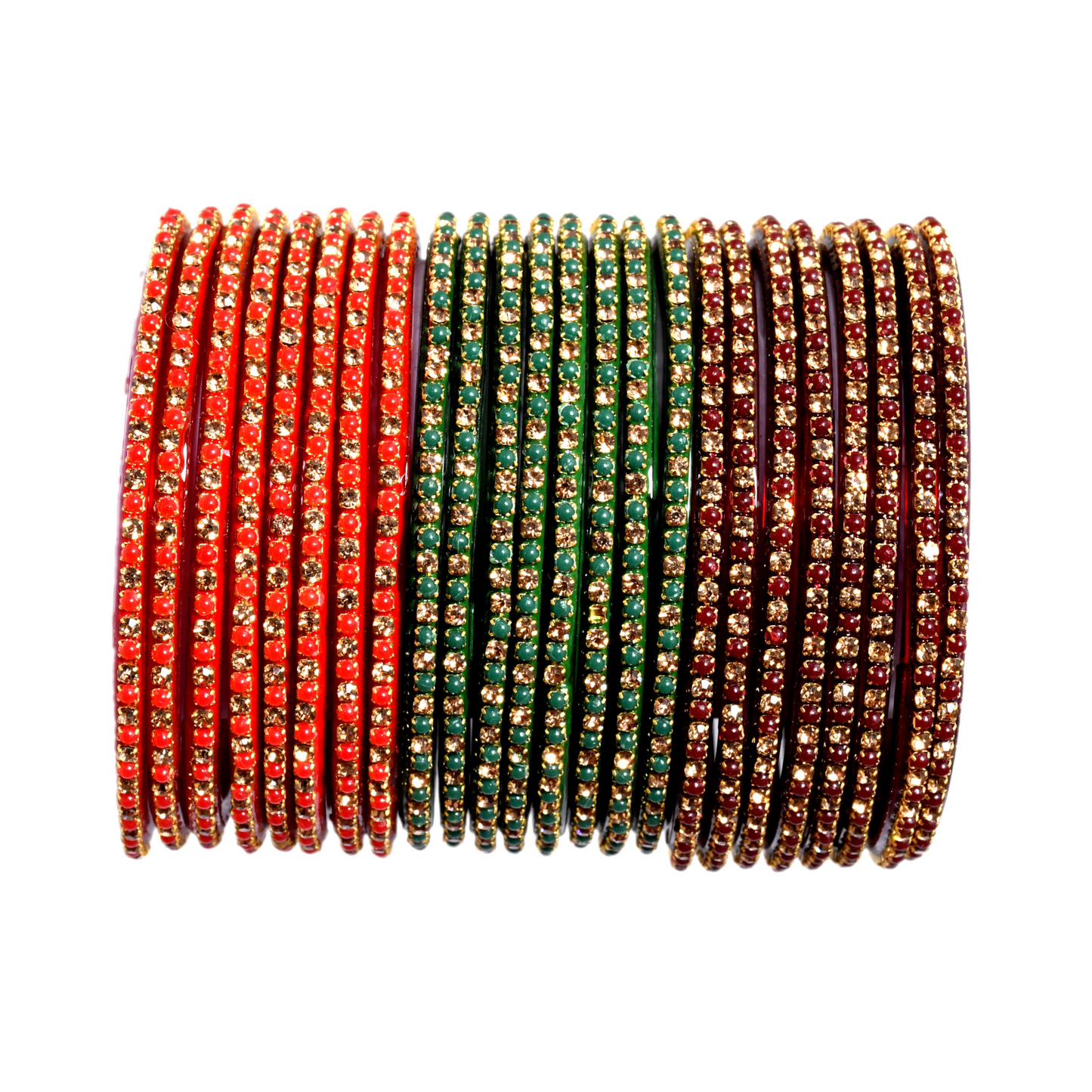 Stonework Multicolor Glass Bangles Set
