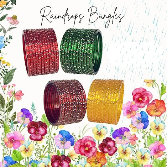Plain Finish Multi  Glass Bangle Set