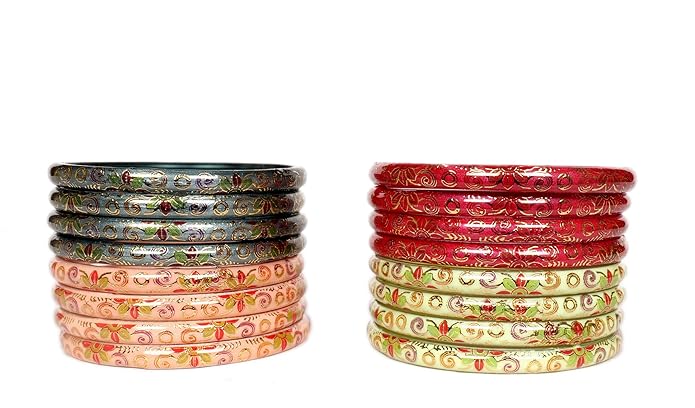 Light Shiny Multicolor Glass Bangles Set