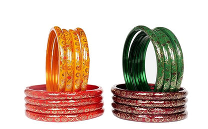 Light Shiny Multicolor Glass Bangles Set