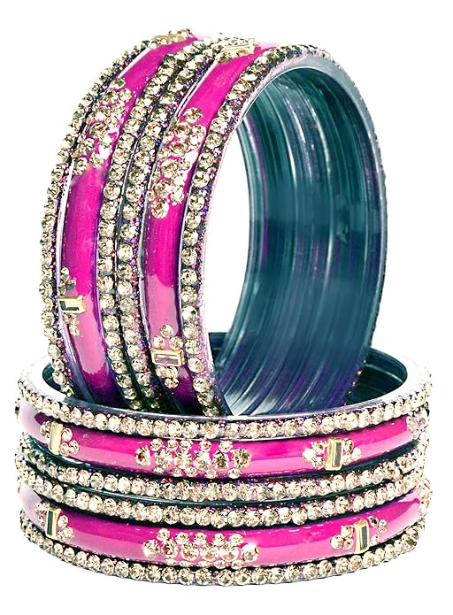 Zircon Multicolor  Glass Bangles Set(SKU276)