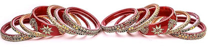 Stone Multicolor Glass Bangles Set