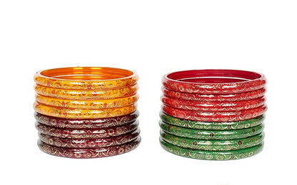Light Shiny Multicolor Glass Bangles Set