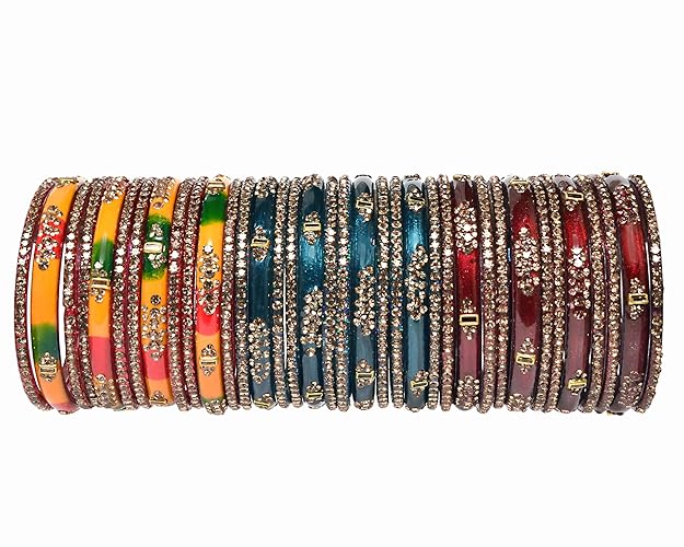 Zircon Multicolor  Glass Bangles Set(SKU276)