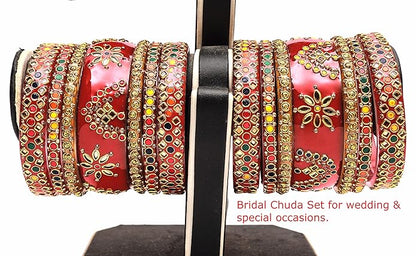 Stone Multicolor Glass Bangles Set