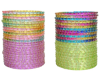 Plain Finish Multi  Glass Bangle Set