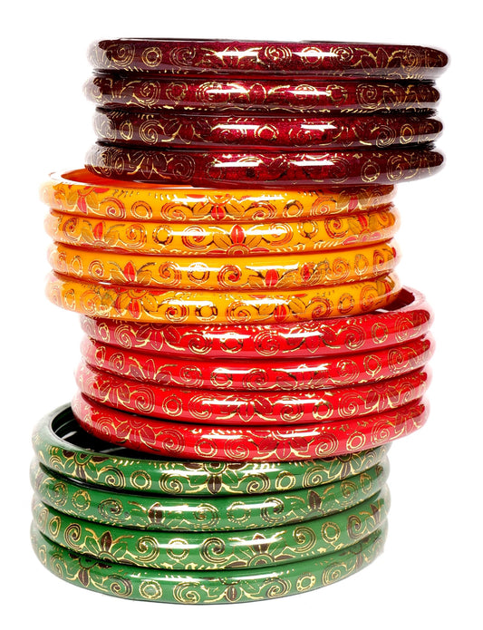 Swara Creations Bangles for Women/Digital Prints Bangles/Light Shiny Prints/Glass Bangles (16Pcs)(SKU270)
